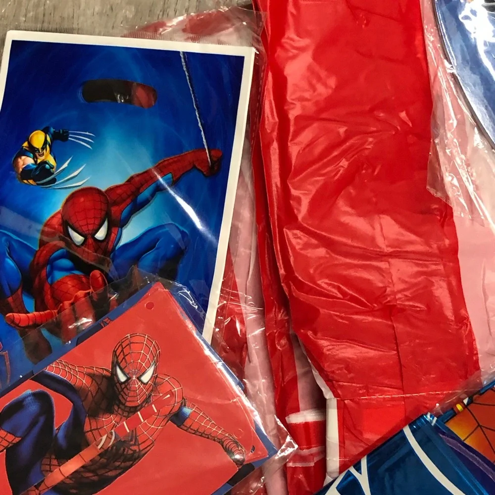 Spiderman Themed Party Supplies Set - Red and Blue